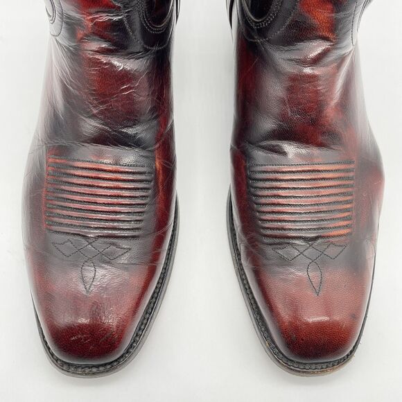 El Dorado Cowboy Boots Men's 9D Black Cherry Leather Western Stovepipe Vintage - Picture 4 of 16